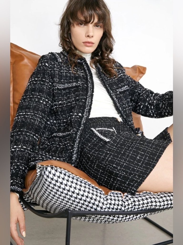 J.Ing Black Tweed Round Neck Jacket Outwear — image 8 of 8